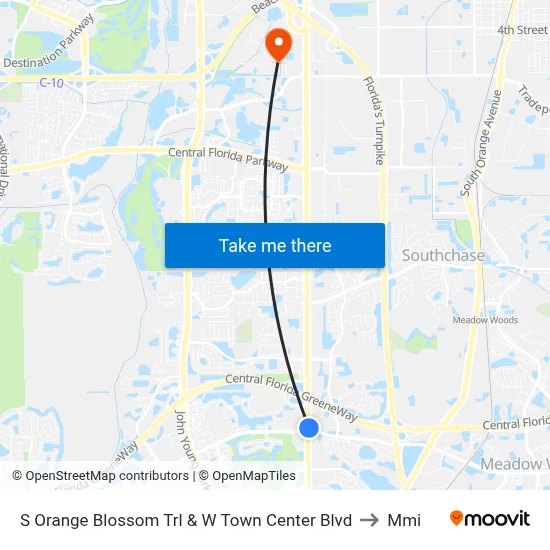 S Orange Blossom Trl & W Town Center Blvd to Mmi map