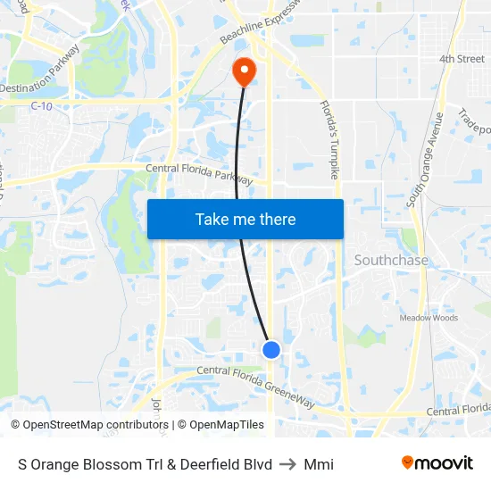 S Orange Blossom Trl & Deerfield Blvd to Mmi map