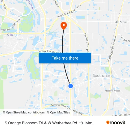 S Orange Blossom Trl & W Wetherbee Rd to Mmi map