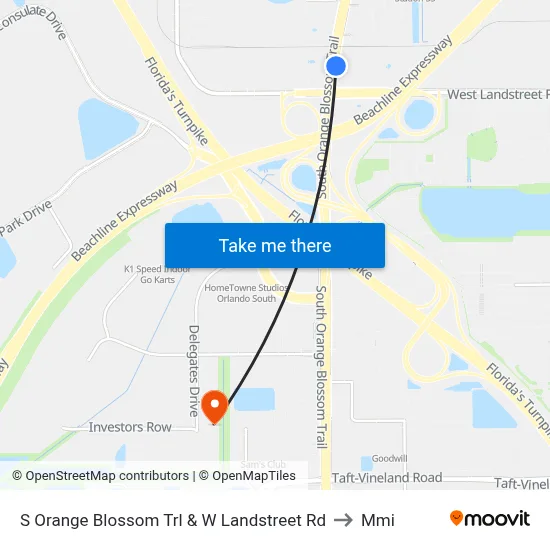 S Orange Blossom Trl & W Landstreet Rd to Mmi map