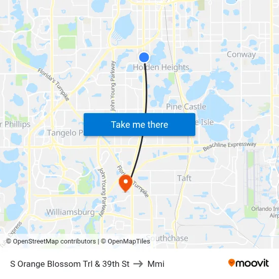 S Orange Blossom Trl & 39th St to Mmi map