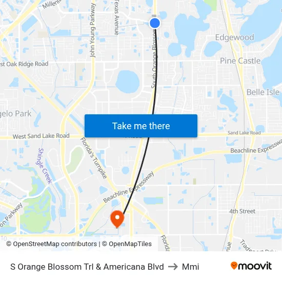 S Orange Blossom Trl & Americana Blvd to Mmi map