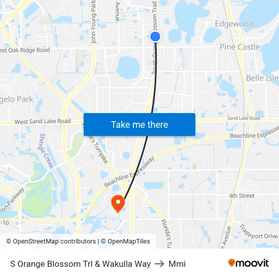 S Orange Blossom Trl & Wakulla Way to Mmi map