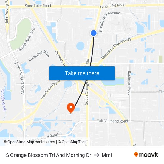 S Orange Blossom Trl And Morning Dr to Mmi map