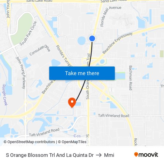 S Orange Blossom Trl And La Quinta Dr to Mmi map