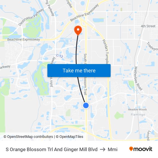 S Orange Blossom Trl And Ginger Mill Blvd to Mmi map