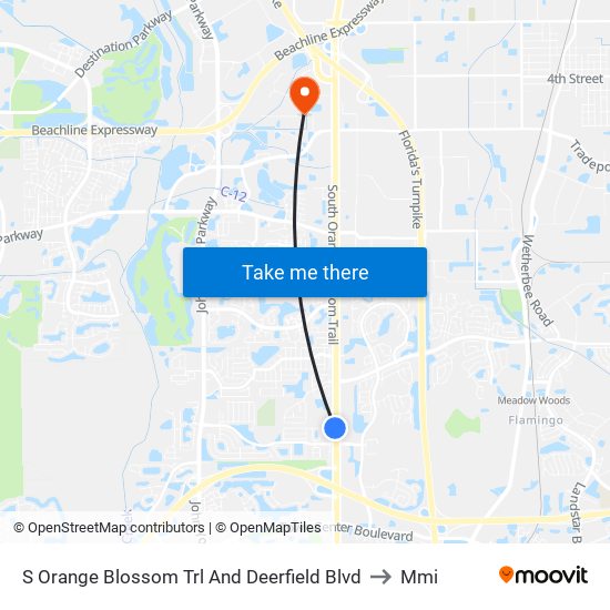 S Orange Blossom Trl And Deerfield Blvd to Mmi map