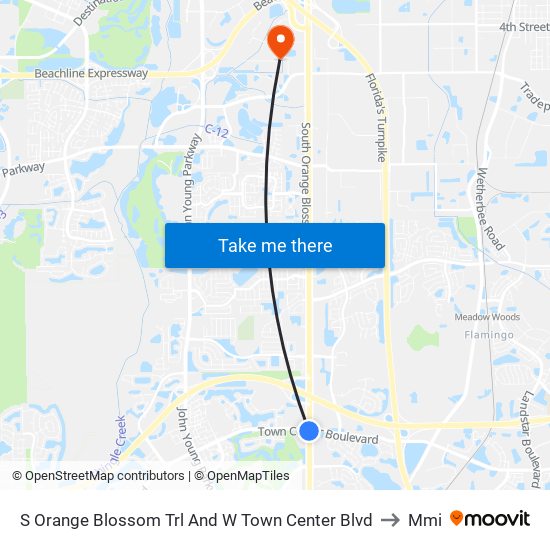 S Orange Blossom Trl And W Town Center Blvd to Mmi map