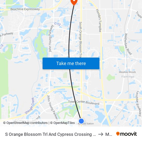 S Orange Blossom Trl And Cypress Crossing Dr to Mmi map