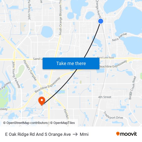 E Oak Ridge Rd And S Orange Ave to Mmi map