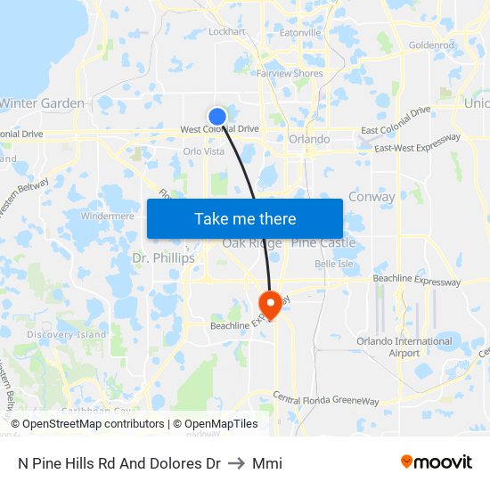 N Pine Hills Rd And Dolores Dr to Mmi map