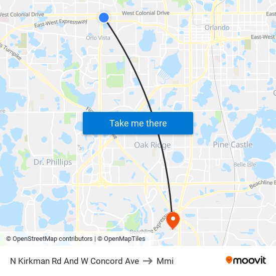 N Kirkman Rd And W Concord Ave to Mmi map