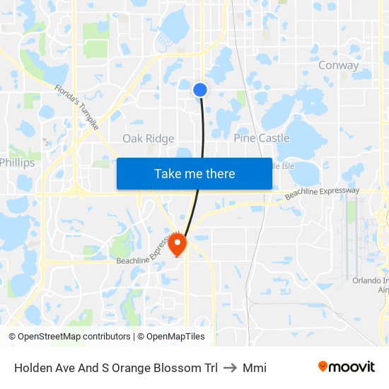 Holden Ave And S Orange Blossom Trl to Mmi map