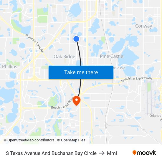 S Texas Avenue And Buchanan Bay Circle to Mmi map