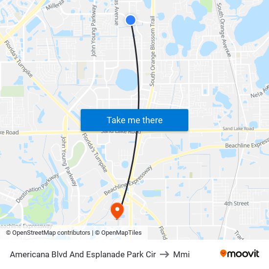 Americana Blvd And Esplanade Park Cir to Mmi map