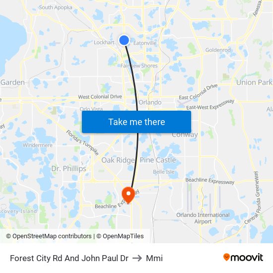 Forest City Rd And John Paul Dr to Mmi map