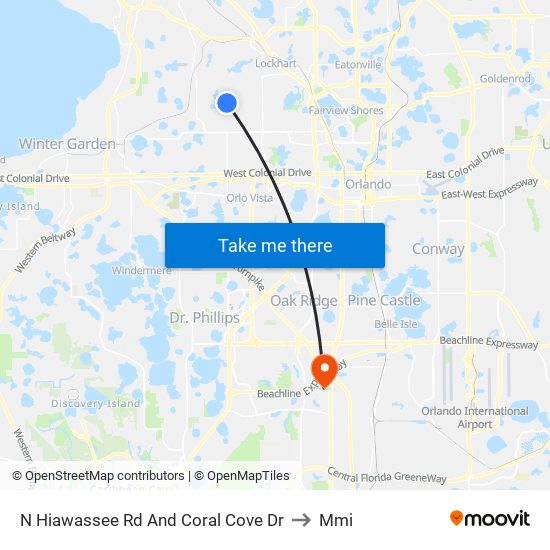 N Hiawassee Rd And Coral Cove Dr to Mmi map