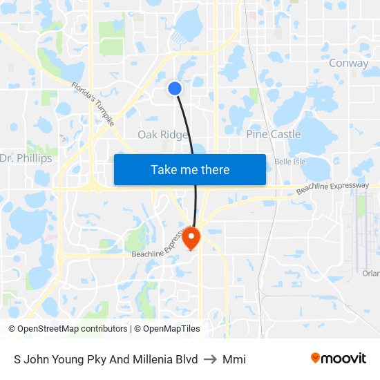 S John Young Pky And Millenia Blvd to Mmi map