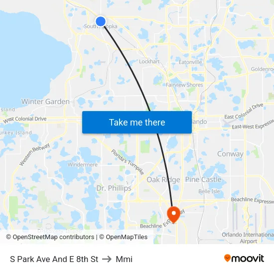 S Park Ave And E 8th St to Mmi map