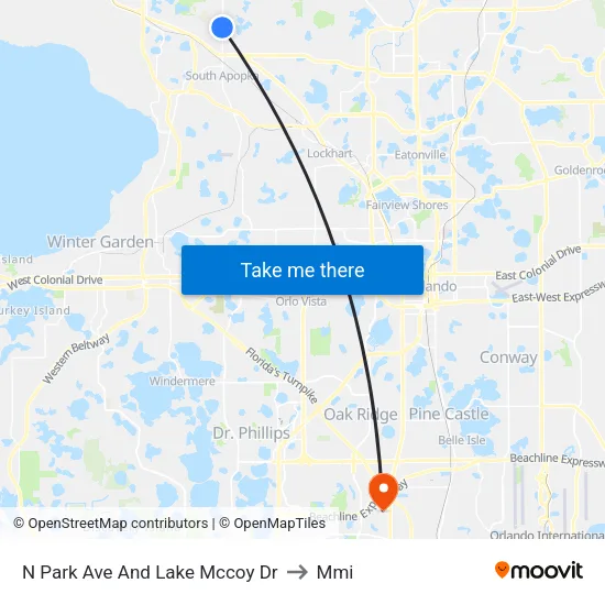 N Park Ave And Lake Mccoy Dr to Mmi map