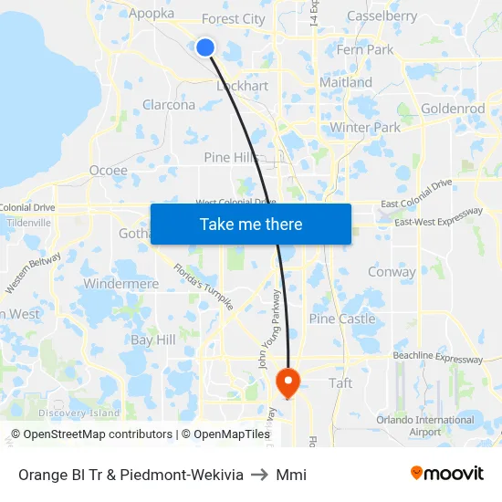 Orange Bl Tr & Piedmont-Wekivia to Mmi map