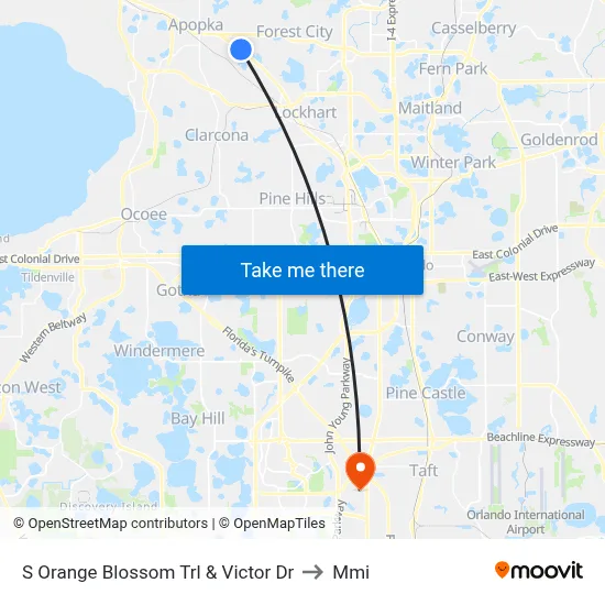 S Orange Blossom Trl & Victor Dr to Mmi map