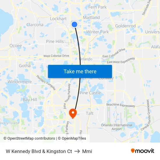 W Kennedy Blvd & Kingston Ct to Mmi map