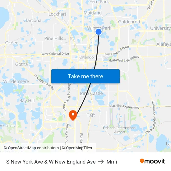 S New York Ave & W New England Ave to Mmi map