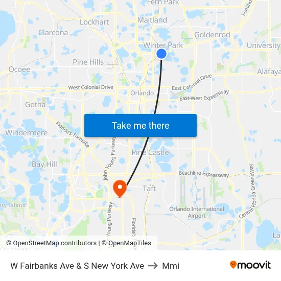 W Fairbanks Ave & S New York Ave to Mmi map