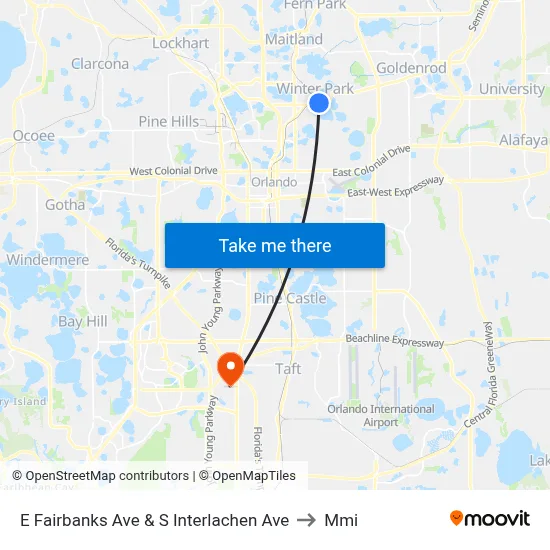 E Fairbanks Ave & S Interlachen Ave to Mmi map