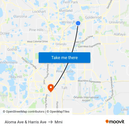 Aloma Ave & Harris Ave to Mmi map