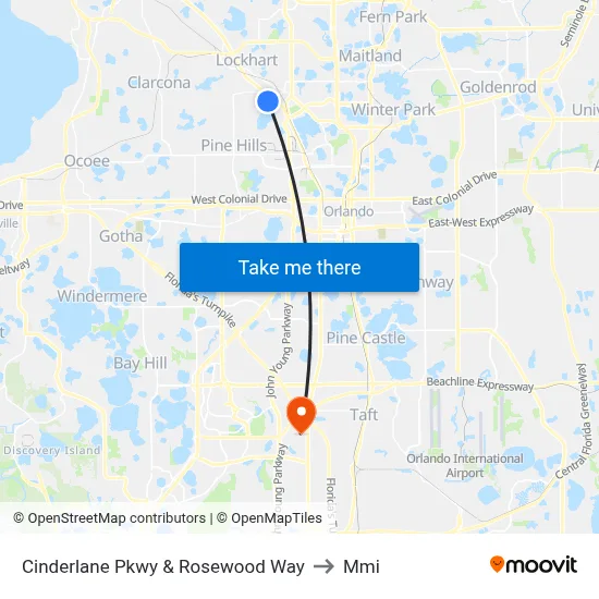 Cinderlane Pkwy & Rosewood Way to Mmi map