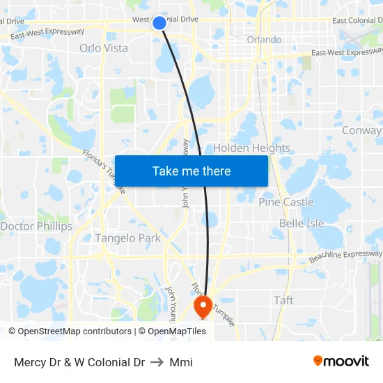 Mercy Dr & W Colonial Dr to Mmi map