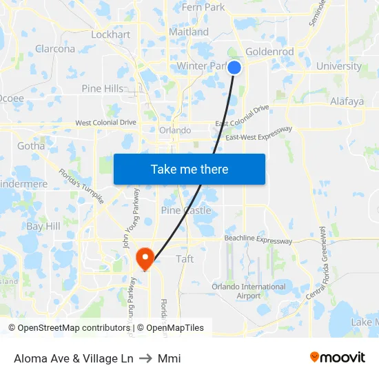Aloma Ave & Village Ln to Mmi map