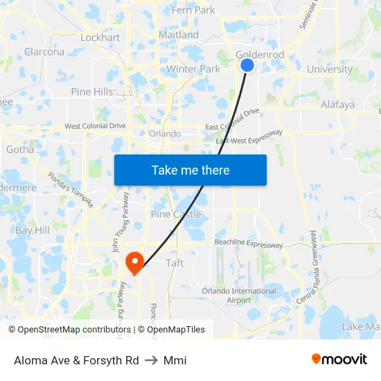 Aloma Ave & Forsyth Rd to Mmi map