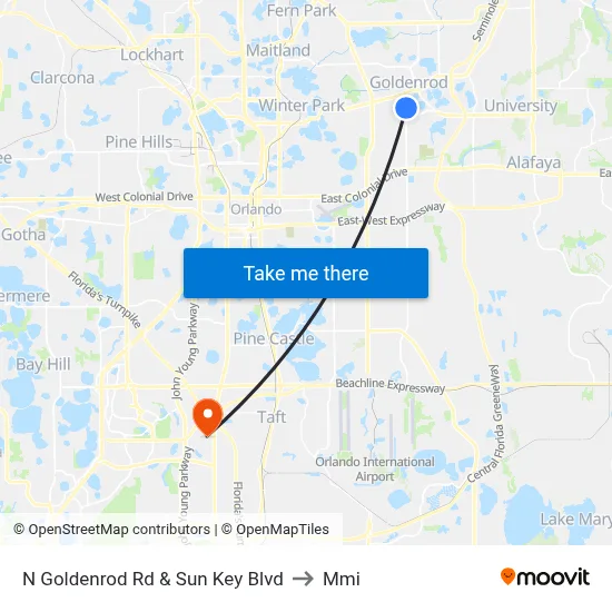 N Goldenrod Rd & Sun Key Blvd to Mmi map