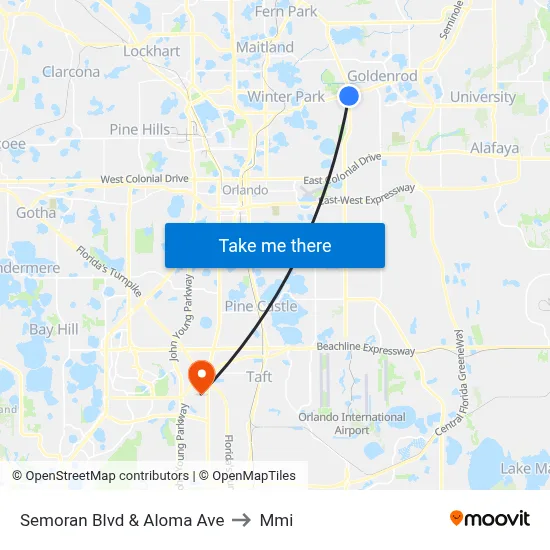 Semoran Blvd & Aloma Ave to Mmi map