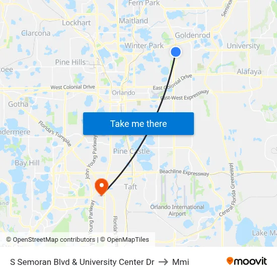 S Semoran Blvd & University Center Dr to Mmi map