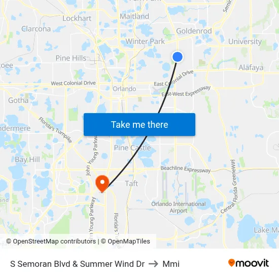 S Semoran Blvd & Summer Wind Dr to Mmi map