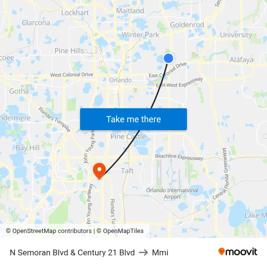 N Semoran Blvd & Century 21 Blvd to Mmi map