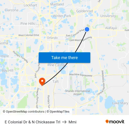 E Colonial Dr & N Chickasaw Trl to Mmi map