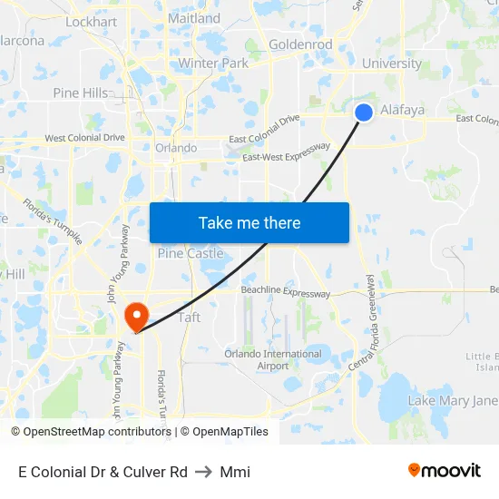 E Colonial Dr & Culver Rd to Mmi map