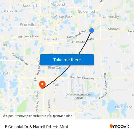 E Colonial Dr & Harrell Rd to Mmi map