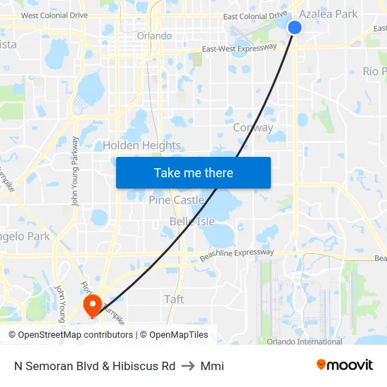 N Semoran Blvd & Hibiscus Rd to Mmi map