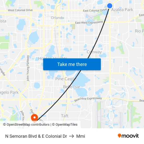 N Semoran Blvd & E Colonial Dr to Mmi map