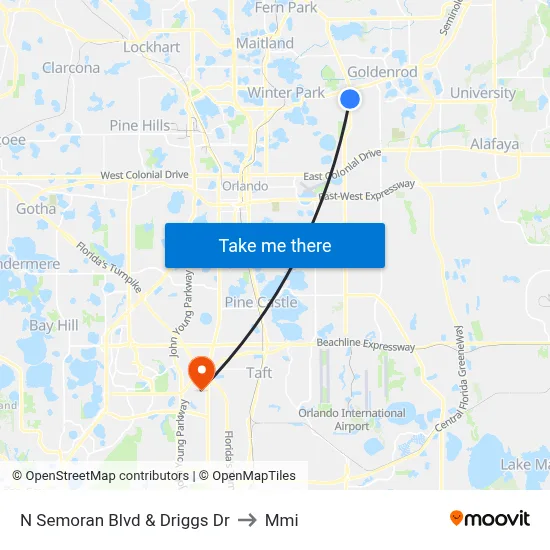 N Semoran Blvd & Driggs Dr to Mmi map