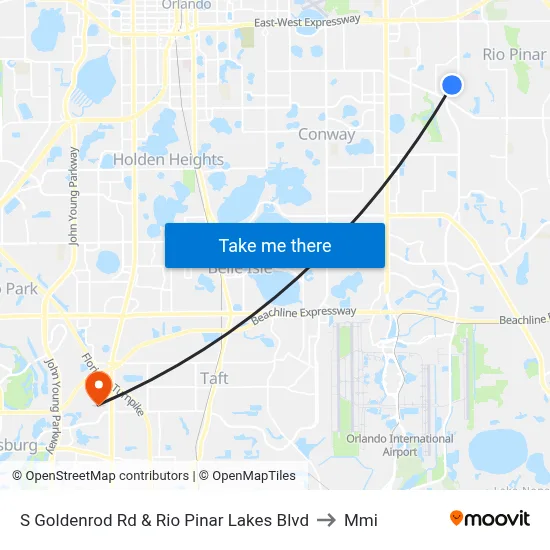 S Goldenrod Rd & Rio Pinar Lakes Blvd to Mmi map