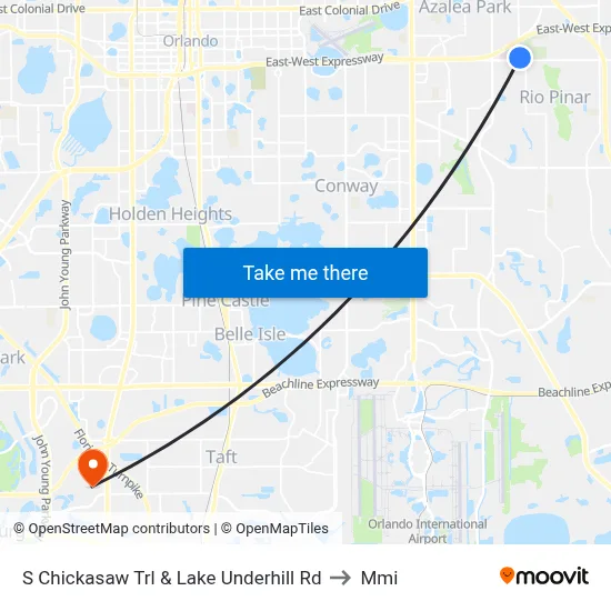 S Chickasaw Trl & Lake Underhill Rd to Mmi map