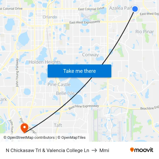 N Chickasaw Trl & Valencia College Ln to Mmi map