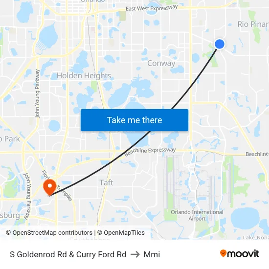 S Goldenrod Rd & Curry Ford Rd to Mmi map
